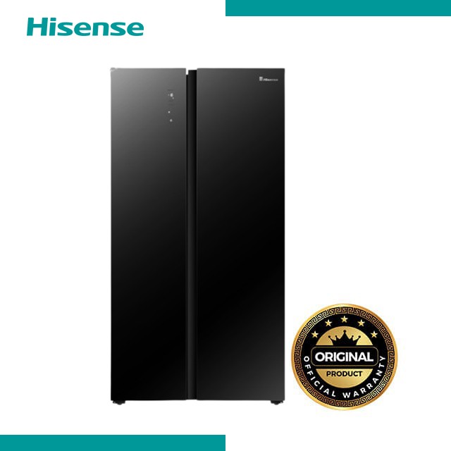 Hisense 566 L Side by Side Refrigerator-Black (Glass Door) -RS67W4NV-Black